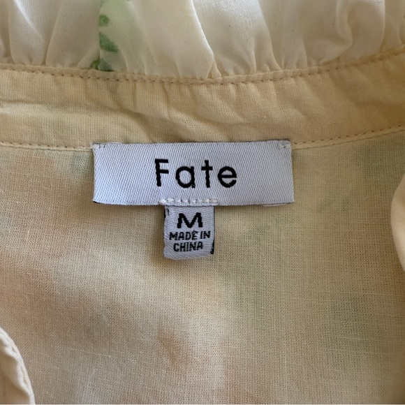 Fate Women's Whimsical Floral Print Ruffled Blouse Yellow Peach Cream Size M - Picture 6 of 11